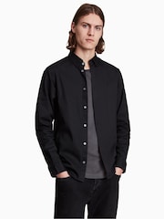 AllSaints Black Hawthorne Long Sleeved Shirt - Image 1 of 8