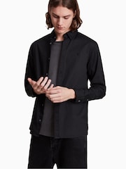 AllSaints Black Hawthorne Long Sleeved Shirt - Image 4 of 8