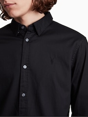 AllSaints Black Hawthorne Long Sleeved Shirt - Image 5 of 8