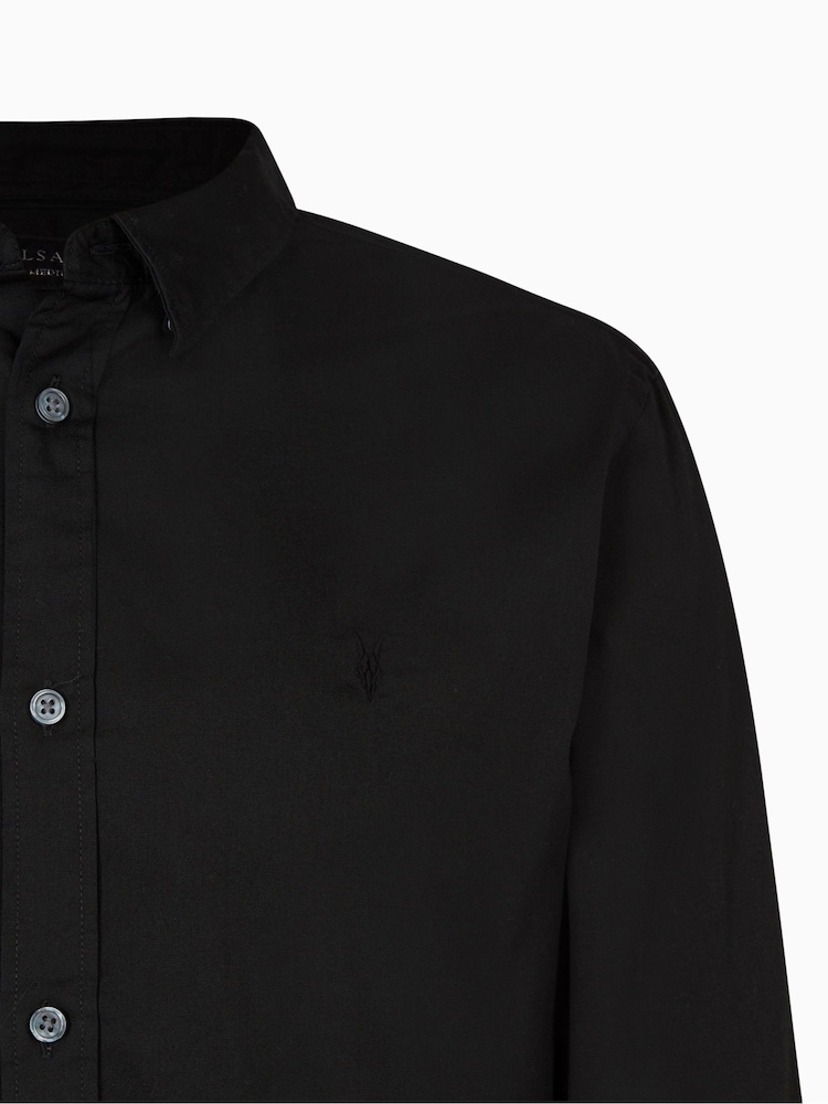 AllSaints Black Hawthorne Long Sleeved Shirt - Image 8 of 8