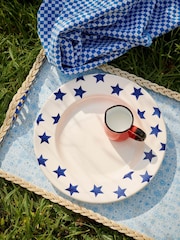 Emma Bridgewater Cream Blue Star Large Dinner Plate, 10.5 Inch - Image 1 of 3