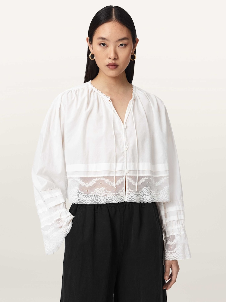 AllSaints White Colette Top - Image 1 of 8 AllSaints White Colette Top - Image 1 of 8