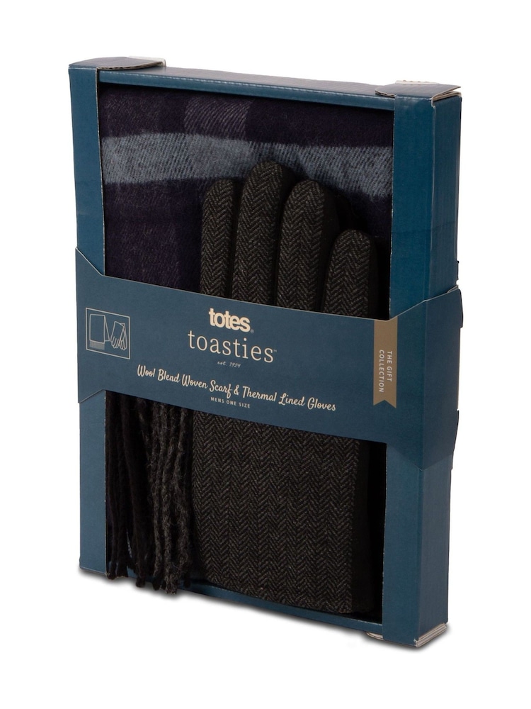 Totes Mens Wool Blend Winter Scarf and Thermal Lined Gloves - Imagen 4 de 4