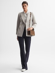 Reiss Neutral Astrid Petite Double Breasted Wool Blend Blazer - Image 1 of 7