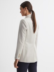 Reiss Neutral Astrid Petite Double Breasted Wool Blend Blazer - Image 6 of 7