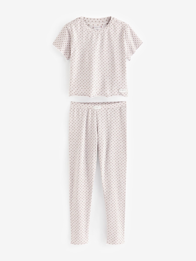 Tommy Hilfiger Cream Established Pyjama Leggings Set - Image 1 of 4