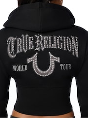 True Religion Black Studded High Waistband Zip Up Hoodie - Image 6 of 6