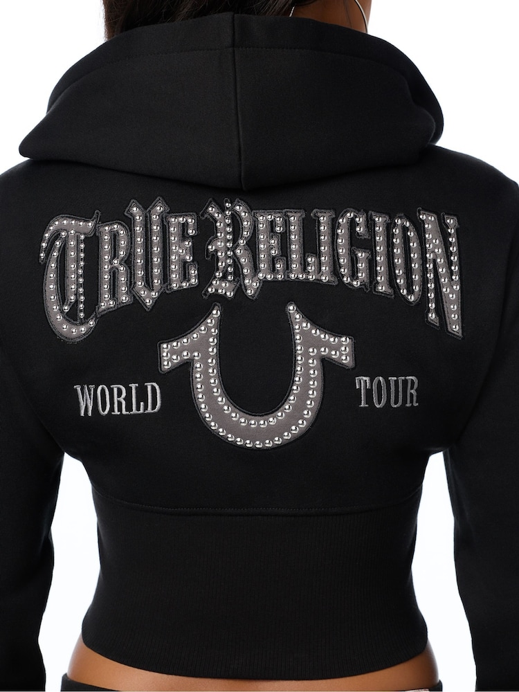 True Religion Black Studded High Waistband Zip Up Hoodie - Image 6 of 6 True Religion Black Studded High Waistband Zip Up Hoodie - Image 6 of 6