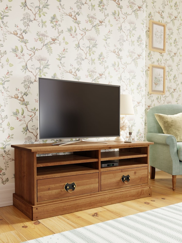 Laura Ashley Honey Gold Garrat 2 Drawer TV Stand - Image 2 of 8