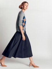 Boden Blue Aya cotton sateen Midi Skirt - Image 1 of 5