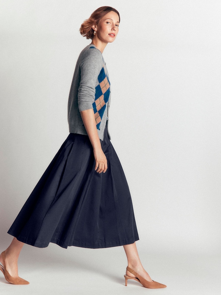 Boden Blue Aya cotton sateen Midi Skirt - Image 1 of 5