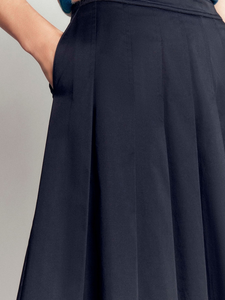 Boden Blue Aya cotton sateen Midi Skirt - Image 2 of 5