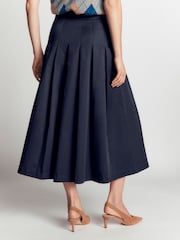 Boden Blue Aya cotton sateen Midi Skirt - Image 3 of 5