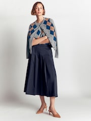 Boden Blue Aya cotton sateen Midi Skirt - Image 4 of 5