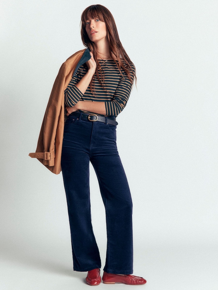 Boden Navy Blue High Rise Cord Column Jeans - Image 1 of 7
