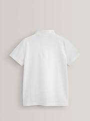 White Regular Fit Cotton School Short Sleeve 100% Cotton Polo Shirts 2 Pack (3-16yrs) - Image 2 of 5