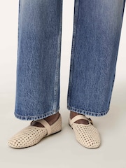 AllSaints White Sabine Woven Flats - Image 1 of 7