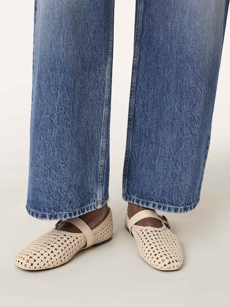 AllSaints White Sabine Woven Flats - Image 1 of 7