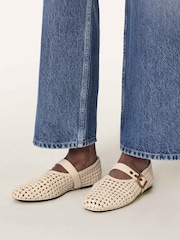 AllSaints White Sabine Woven Flats - Image 2 of 7