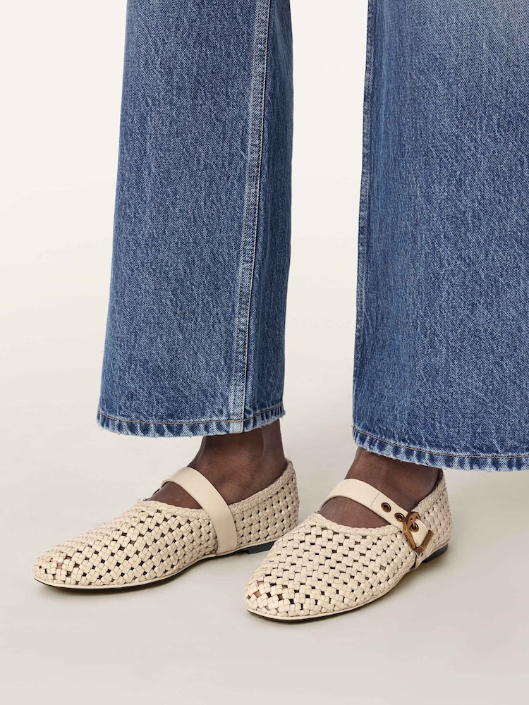 AllSaints White Sabine Woven Flats - Image 2 of 7