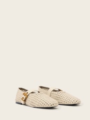 AllSaints White Sabine Woven Flats - Image 4 of 7