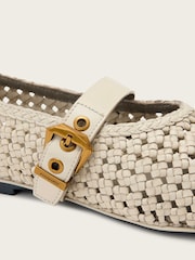 AllSaints White Sabine Woven Flats - Image 6 of 7