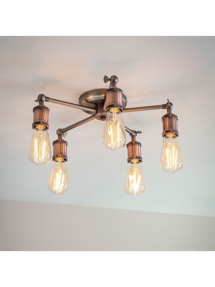 Gallery Home Copper 5 Light Flush Hamilton Flush Ceiling Light - Image 1 of 5 Gallery Home Copper 5 Light Flush Hamilton Flush Ceiling Light - Image 1 of 5