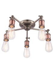 Gallery Home Copper 5 Light Flush Hamilton Flush Ceiling Light - Image 4 of 5