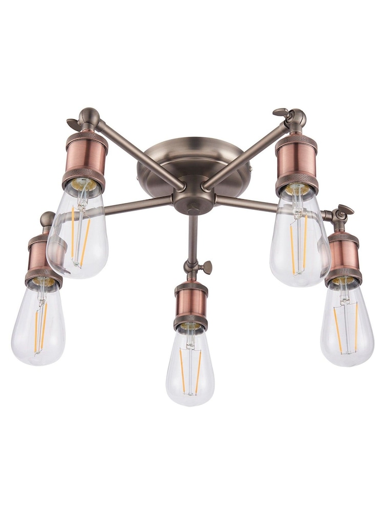 Gallery Home Copper 5 Light Flush Hamilton Flush Ceiling Light - Image 5 of 5 Gallery Home Copper 5 Light Flush Hamilton Flush Ceiling Light - Image 5 of 5