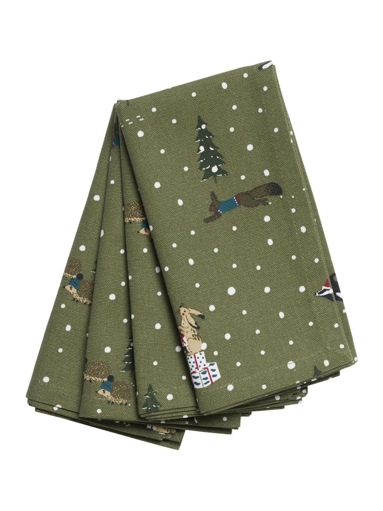 Sophie Allport Set of 4 Festive Forest Napkins - Bild 1 von 1 Sophie Allport Set of 4 Festive Forest Napkins - Bild 1 von 1