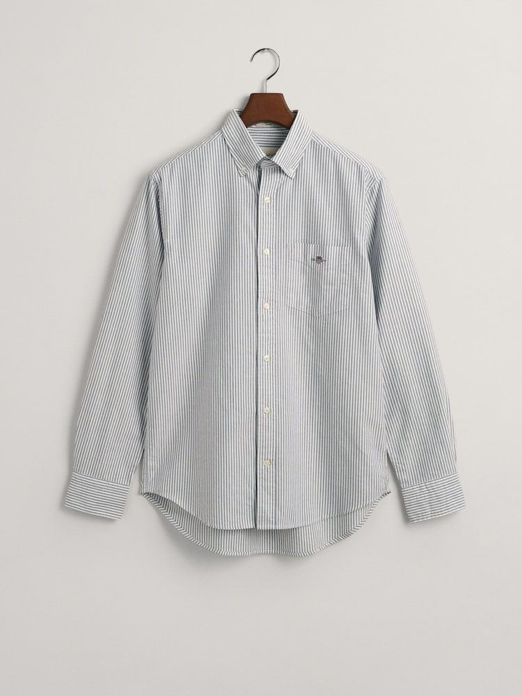 GANT Blue Oxford Banker Stripe 100% Cotton Shirt - Image 2 of 3