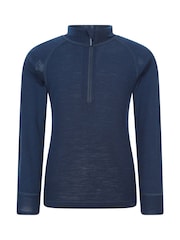 Mountain Warehouse Blue Kids Merino Half Zip Top - Image 1 of 5