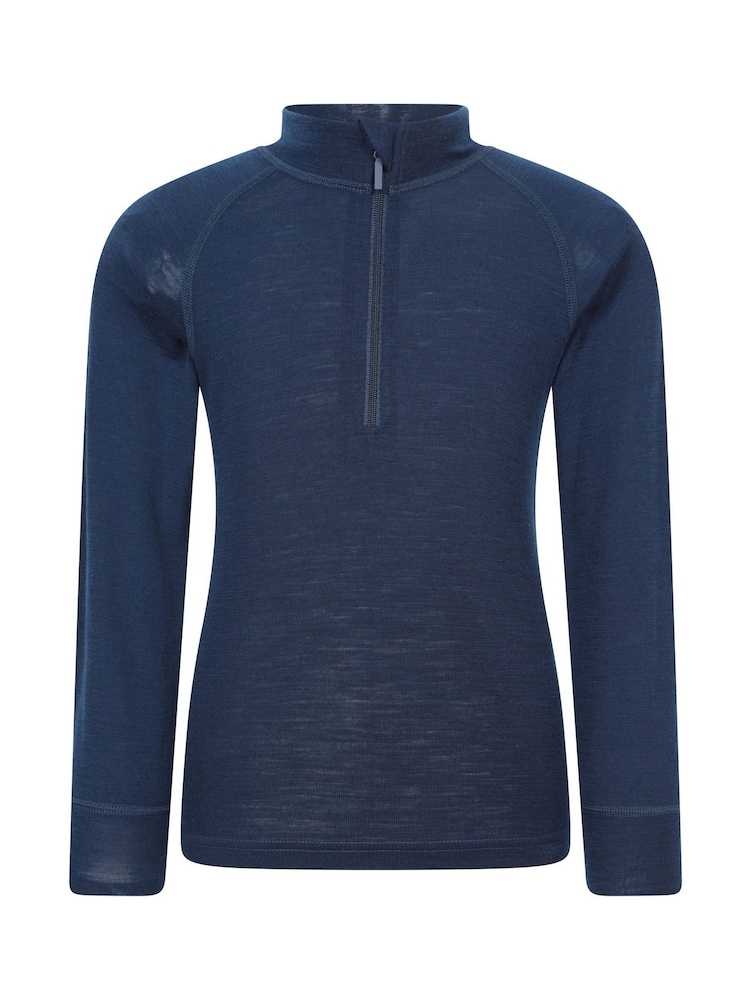 Mountain Warehouse Blue Kids Merino Half Zip Top - Image 1 of 5 Mountain Warehouse Blue Kids Merino Half Zip Top - Image 1 of 5