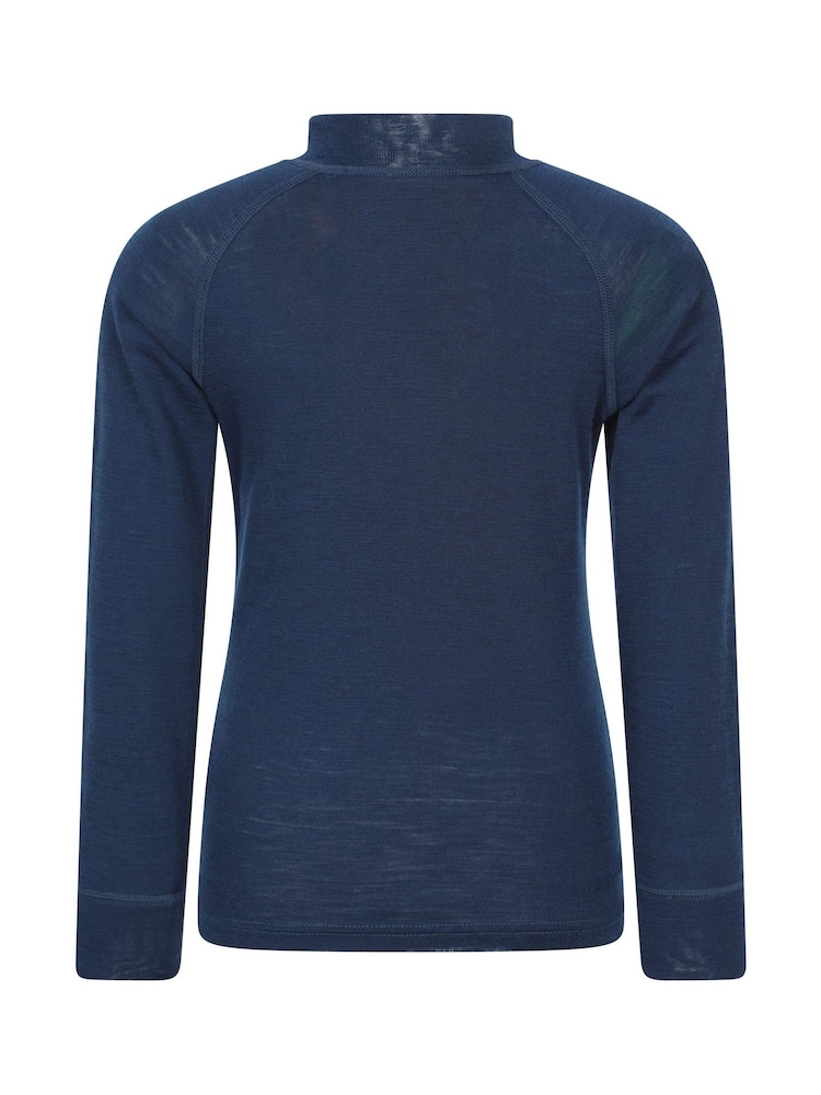 Mountain Warehouse Blue Kids Merino Half Zip Top - Image 2 of 5 Mountain Warehouse Blue Kids Merino Half Zip Top - Image 2 of 5