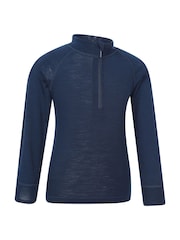 Mountain Warehouse Blue Kids Merino Half Zip Top - Image 3 of 5