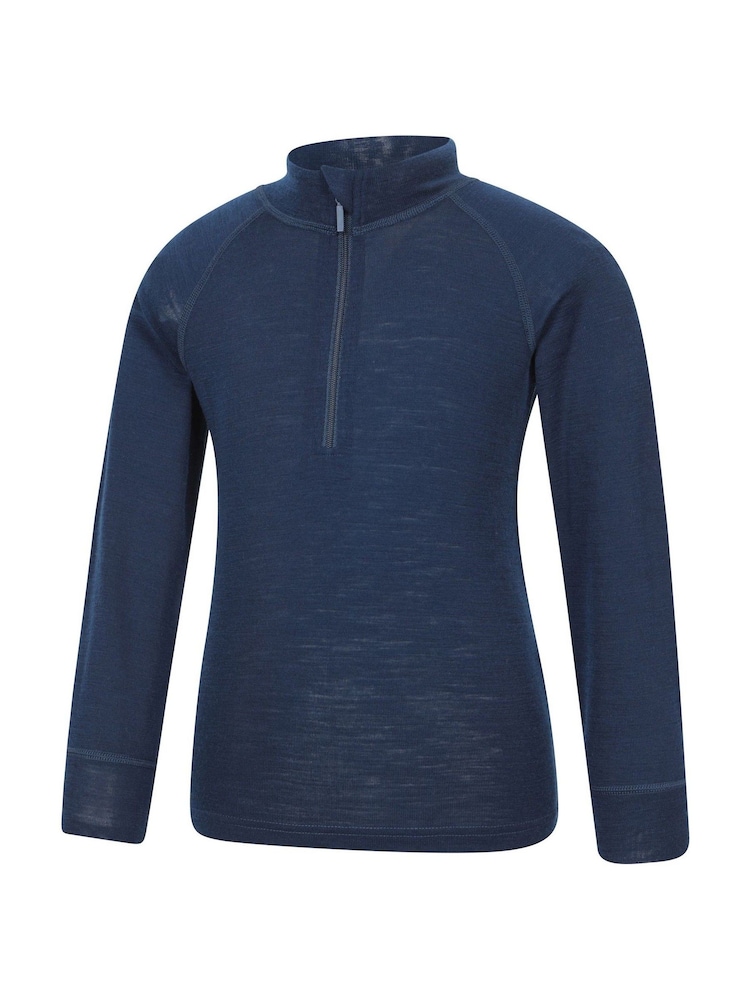 Mountain Warehouse Blue Kids Merino Half Zip Top - Image 5 of 5 Mountain Warehouse Blue Kids Merino Half Zip Top - Image 5 of 5
