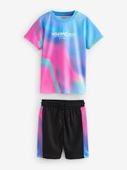Multi/Black Mesh T-Shirt and Shorts Set (3-16yrs) - Image 1 of 3