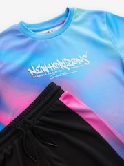 Multi/Black Mesh T-Shirt and Shorts Set (3-16yrs) - Image 3 of 3