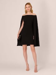 Adrianna Papell Off Shoulder Cape Dress - Image 3 of 7