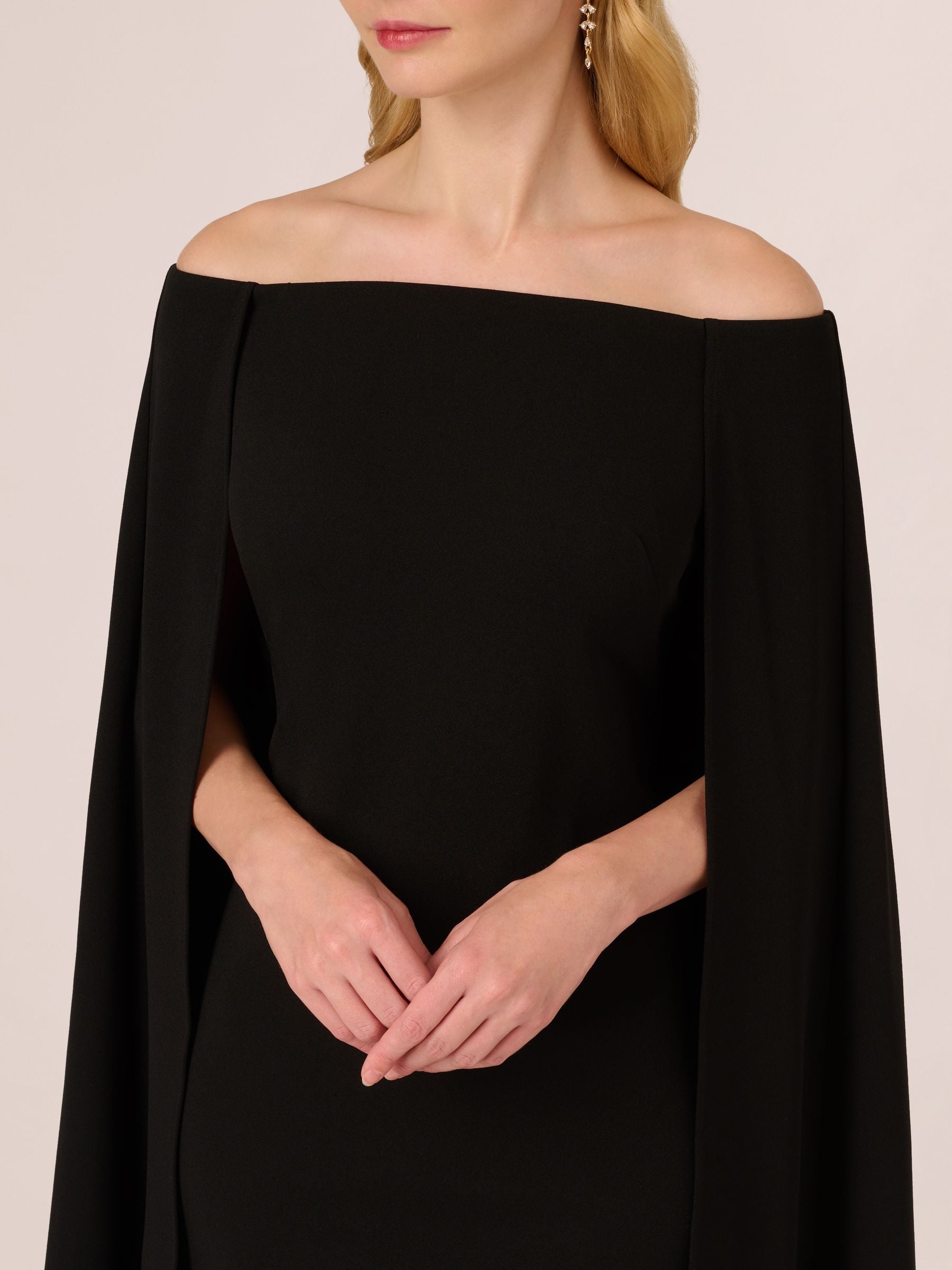 adrianna papell chiffon cape dress Adrianna Papell Women's Plus Size Off-The-Shoulder Cape Dress - Dark Blue Violet