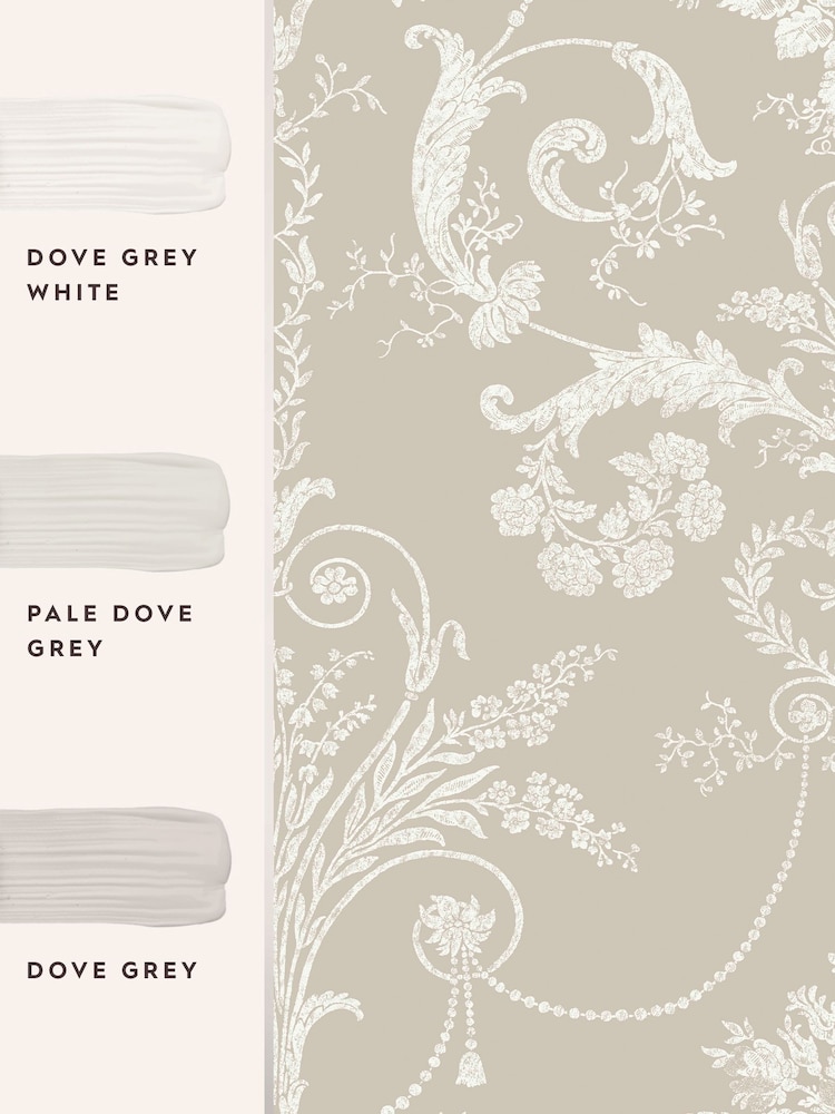 Laura Ashley White Dove Josette 10M Wallpaper - Image 4 of 4