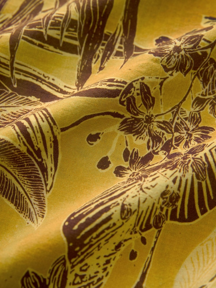 Ochre Yellow Leaf Print Strappy Maxi Summer Dress - Image 7 of 7