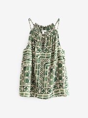 Green Tile Print Notch Neck Cami Top - Image 5 of 6