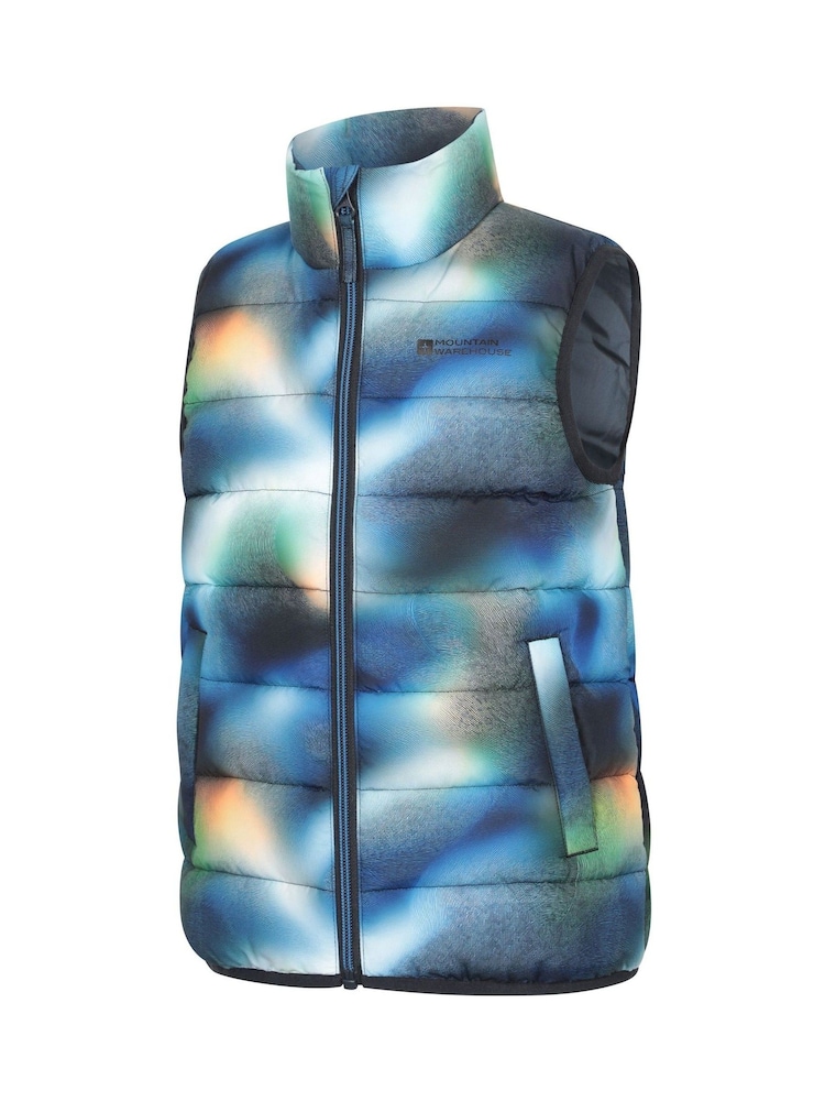 Mountain Warehouse Blue Rocko Kids Water Resistant Printed Padded Gilet - Image 2 of 4