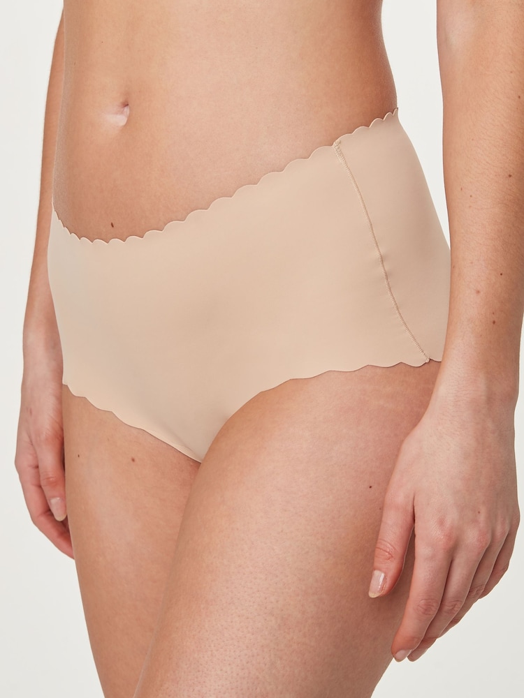 Pastel Rose Nude Midi No VPL Scallop Edge Knickers - Image 1 of 4