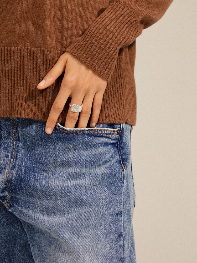 PILGRIM Silver Tone Aspen Recycled Crystal Adjustable Ring - Image 3 of 3
