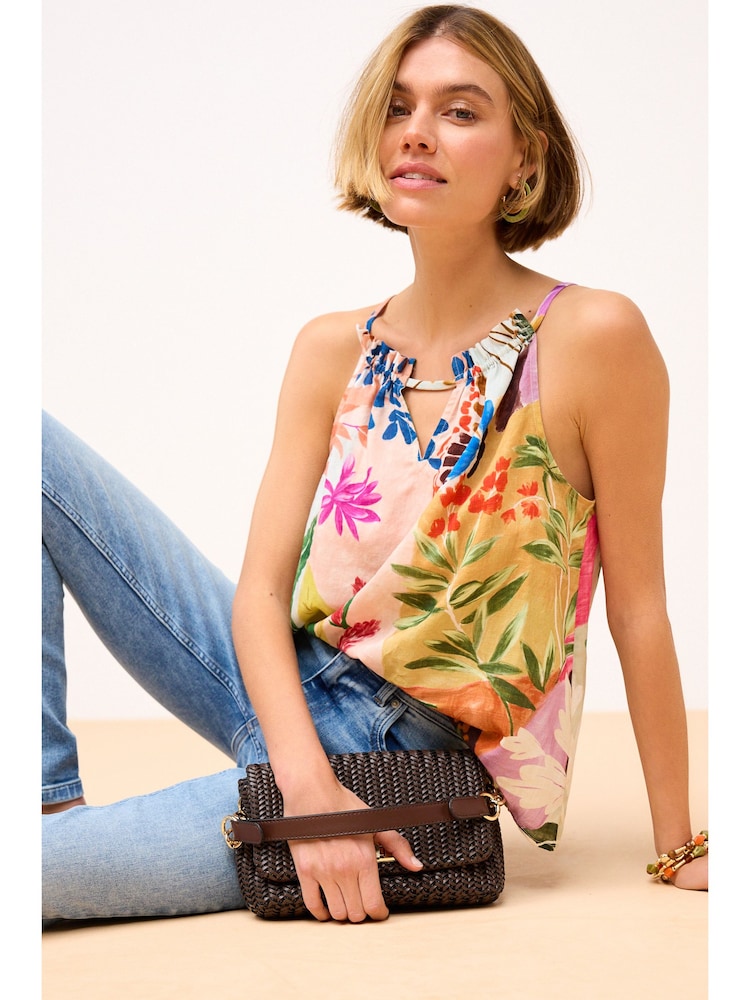 Multi Tropical Print Notch Neck Cami Top - Image 2 of 6