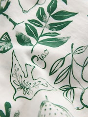Ecru White/Green Print Long Sleeve Collared Summer Shirt - Image 6 of 6