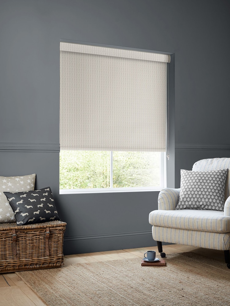 Emily Bond Smoke Oscar Stripe Made to Measure Roller Blinds - Image 2 of 6