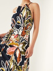 Navy Abstract Floral Strappy Maxi Summer Dress - Image 4 of 6